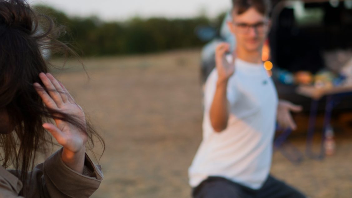 Couple fooling around